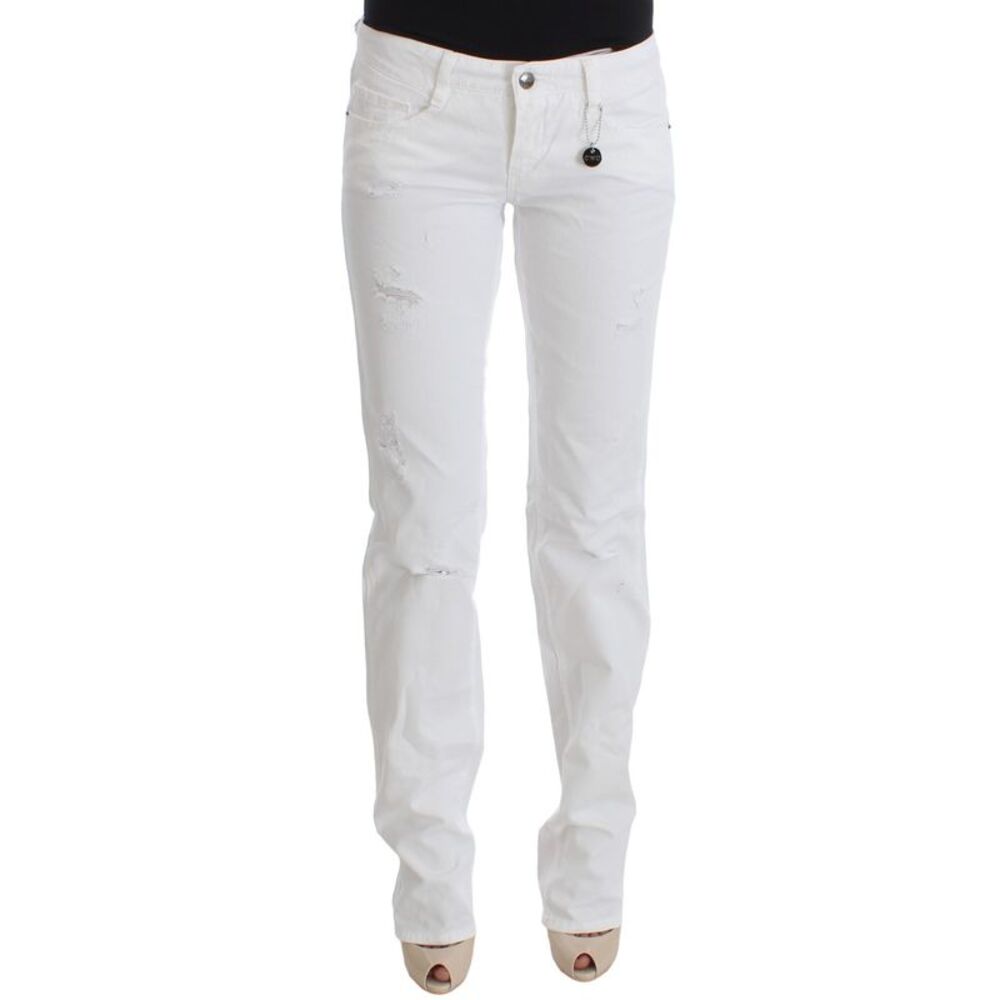 Costume National Chic Slim Fit White Cotton Women's Jeans